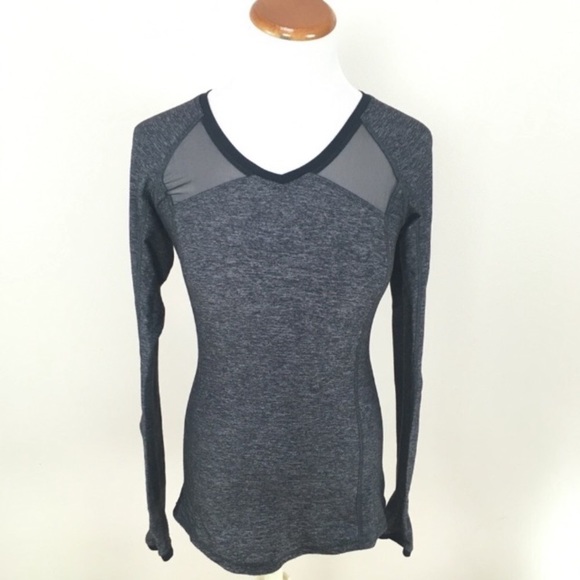 Lululemon Pace Pusher Long Sleeve Top Mesh Inset Heathered Black Women’s‎ Sz 4 - Picture 1 of 4